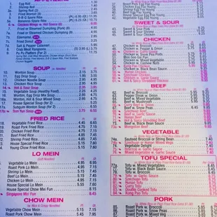 menu