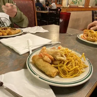 two plates of food on a table