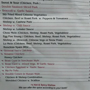 Lunch Menu continued