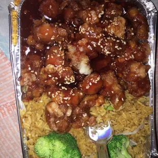 Sesame chicken with fried rice C19 on menu