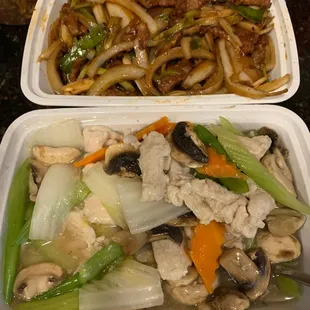 Mongolian Beef and Moo Goo Gai Pan