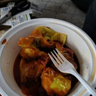 Fried Wonton in Szechuan Sauce