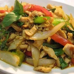 a plate of stir fried vegetables