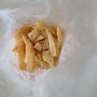 The fried noodle part of Chicken Chow Mein