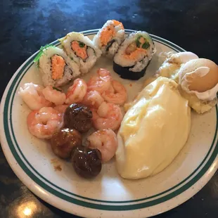 Sushis, shrooms, shrumps &amp; pudding!!