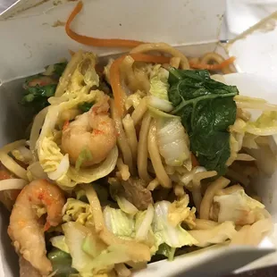 32. &quot;Lobster Lo Mein&quot;.  It&apos;s crawfish. Not lobster. :) But still taste good.
