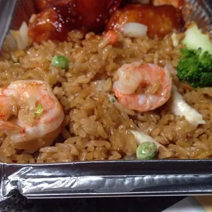 House fried rice with general tso shrimp