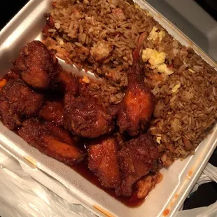 Honey Braised Wings with Pork Fried Rice
