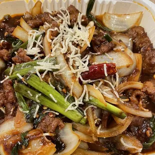 a close up of a dish of food