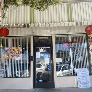 Front of restaurant with specials board out front