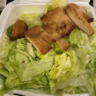 This is the chicken salad ??? It's lettuce and chicken. Not at all happy a pound of freaking lettuce