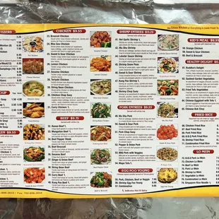 a menu for a chinese restaurant