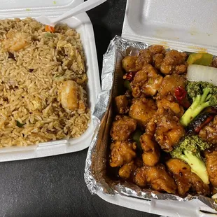 Shrimp Fried Rice and 7. General Tso's Chicken Dinner Special