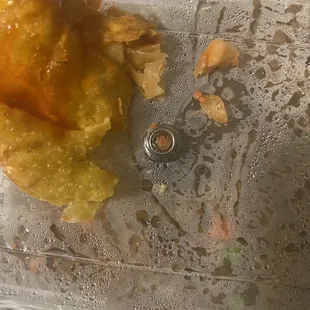This was inside my egg roll. Almost chipped my teeth.
