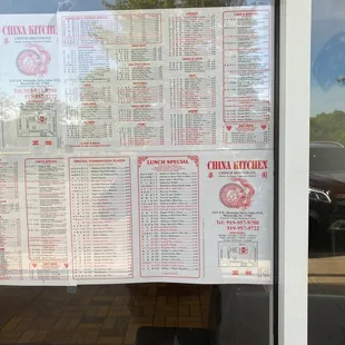 a menu in a window