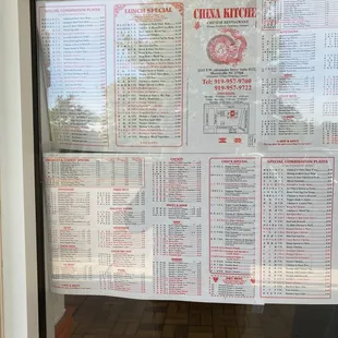 a menu in a window