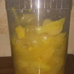 This is the amount of onions to expect in the curry chicken....You really have to dig to find the bits of chicken and carrot.