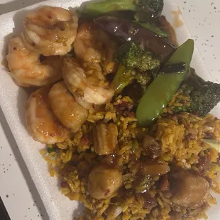 Shrimp and Shrimp with Eggplant in Garlic Sauce