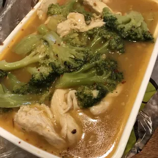 Spicy chicken and broccoli. Soooo gooood