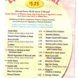 Lunch specials