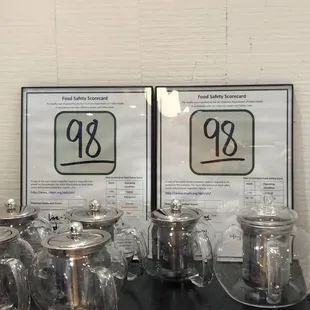 These are AF Department of Health Food Handling scores for China Live and Eight Tables Restaurant!!