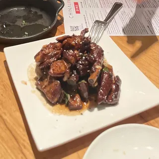 Mongolian Char-Grilled Short 'Kalbi' Ribs, Smoky Gailan