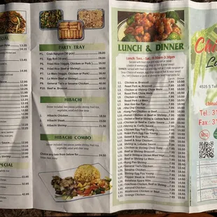 Lunch , dinner , party tray , hibachi , house special , family special