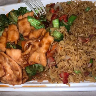 I honestly couldn't wait to eat so some of it is missing  chicken and broccoli combo