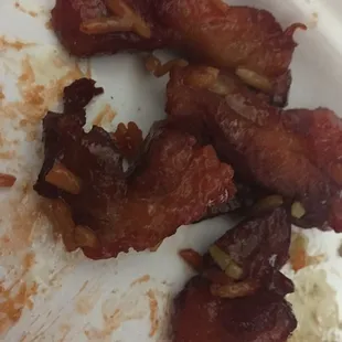 Just a few pieces of many of fat.