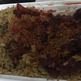 All rice compared to meat that was on top