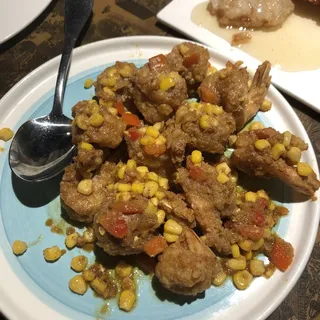 Salted egg yolk with shrimp