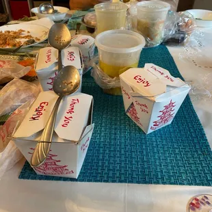 Shrimp with Lobster Sauce, House LoMein, Shrimp Fried Rice, WonTon Soup, Egg Drop Soup and Spring Rolls.