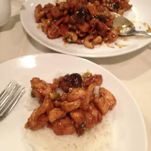 Chicken cashew. High marks here because it's got a darker sauce than I'm used to, and it's not overly sweet.