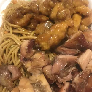 Orange chicken and teriyaki at the food court galleria mall