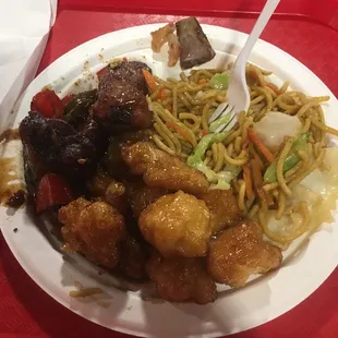 The short route and orange chicken with chow mein
