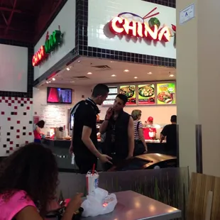 Front of food court kiosk.