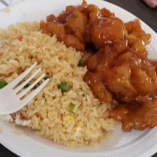Orange chicken and rice