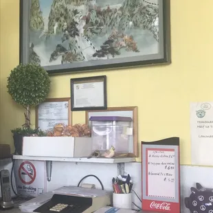 It's clean but a little cluttered.