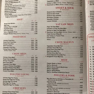 menu