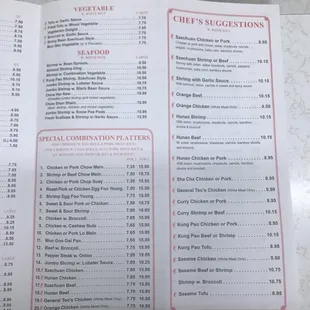 Menu as of Jan 2018