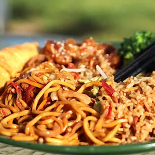 I share the Lo Mein and Sesame Chicken Combination Meals with my son.