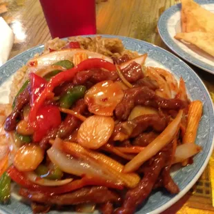Hot and shredded beef.