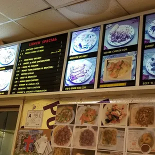 menus on the wall of a restaurant