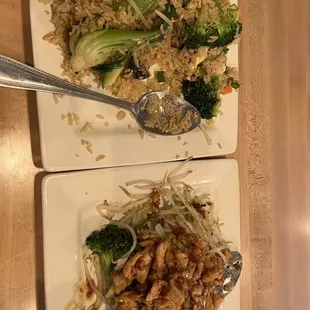 two plates of food on a table
