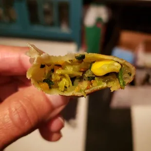 Interior of fried vegetable dumplings ($6.15). Fine.