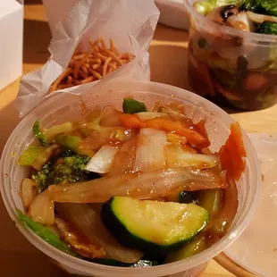Vegetable chow mein ($5.65 for a small). Meh. Gloopy sauce with little crunchy noodles.