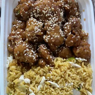 C22. Sesame Chicken Combination Plate