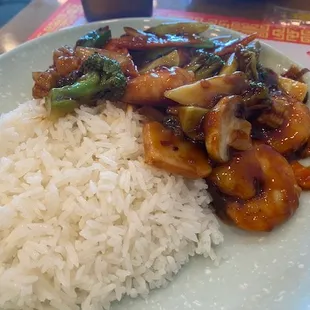 Lunch Hunan shrimp.