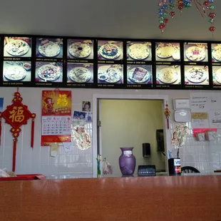 The menu and front counter.