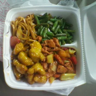 2 meat special w/ orange and kung pao chicken